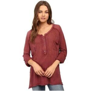 Free People Stargazer Henley Boho Tunic Red Small